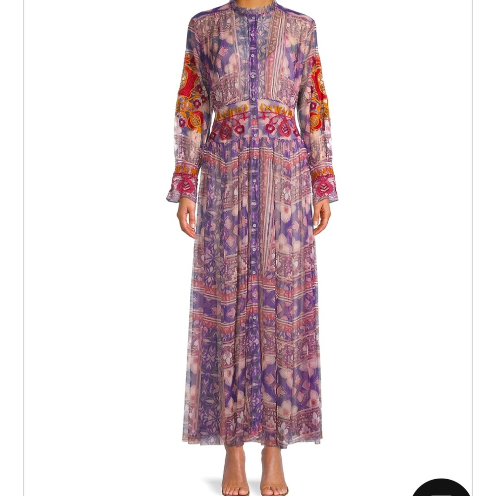 ❤️JOHNNY WAS DUANA EMBROIDERED MESH DRESS💐💐❤️ Most beautiful dress. 2 Medium - Picture 2 of 11